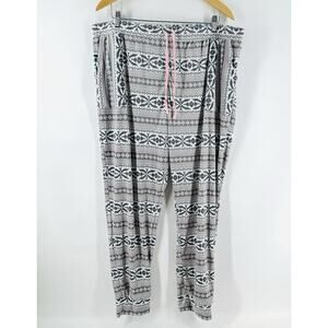Jane & Bleecker Cozy Soft Lounge Pajama Pants Aztec Geometric Gray Pink DD18